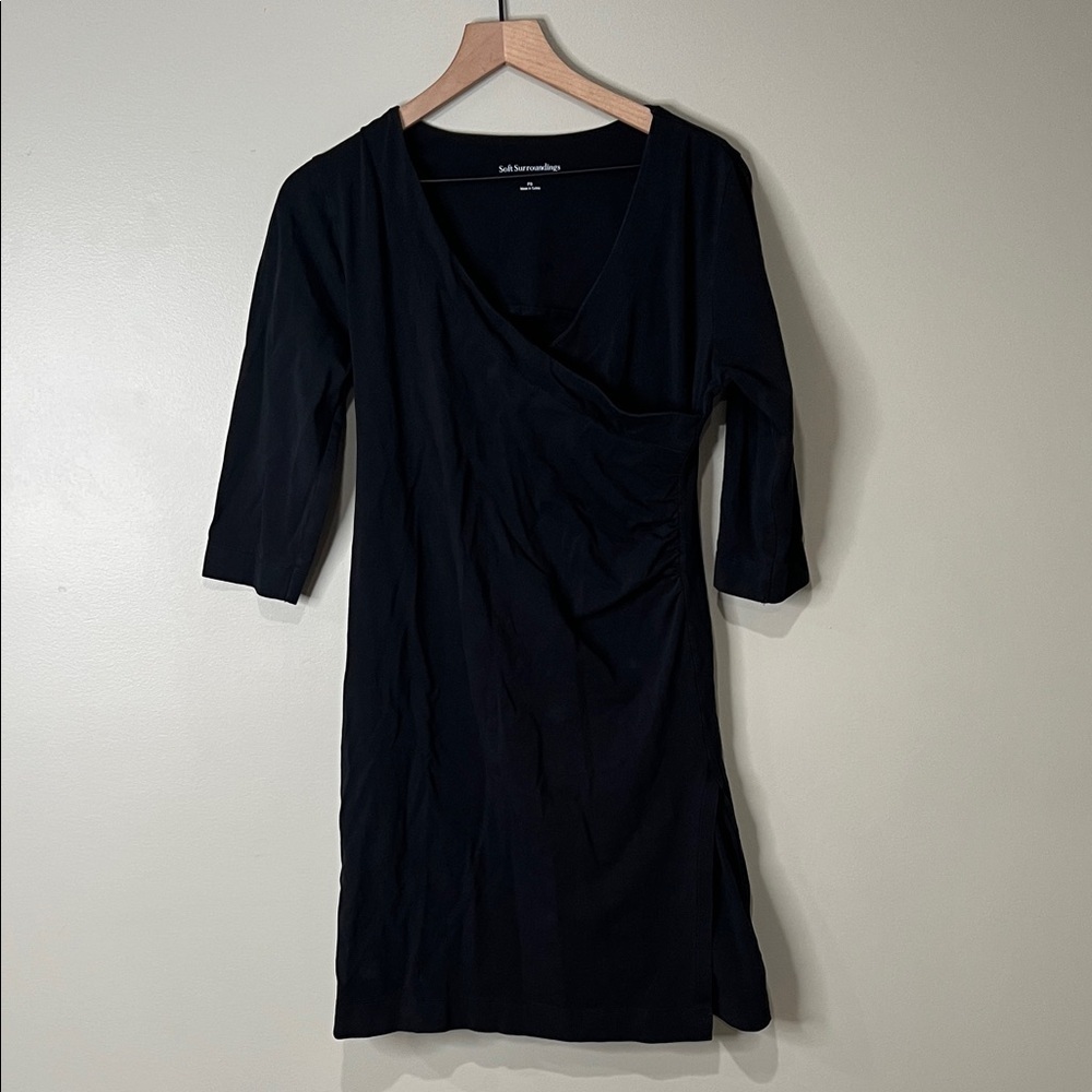 Soft Surrounding Black Women's 3/4 Sleeve  Dress PS